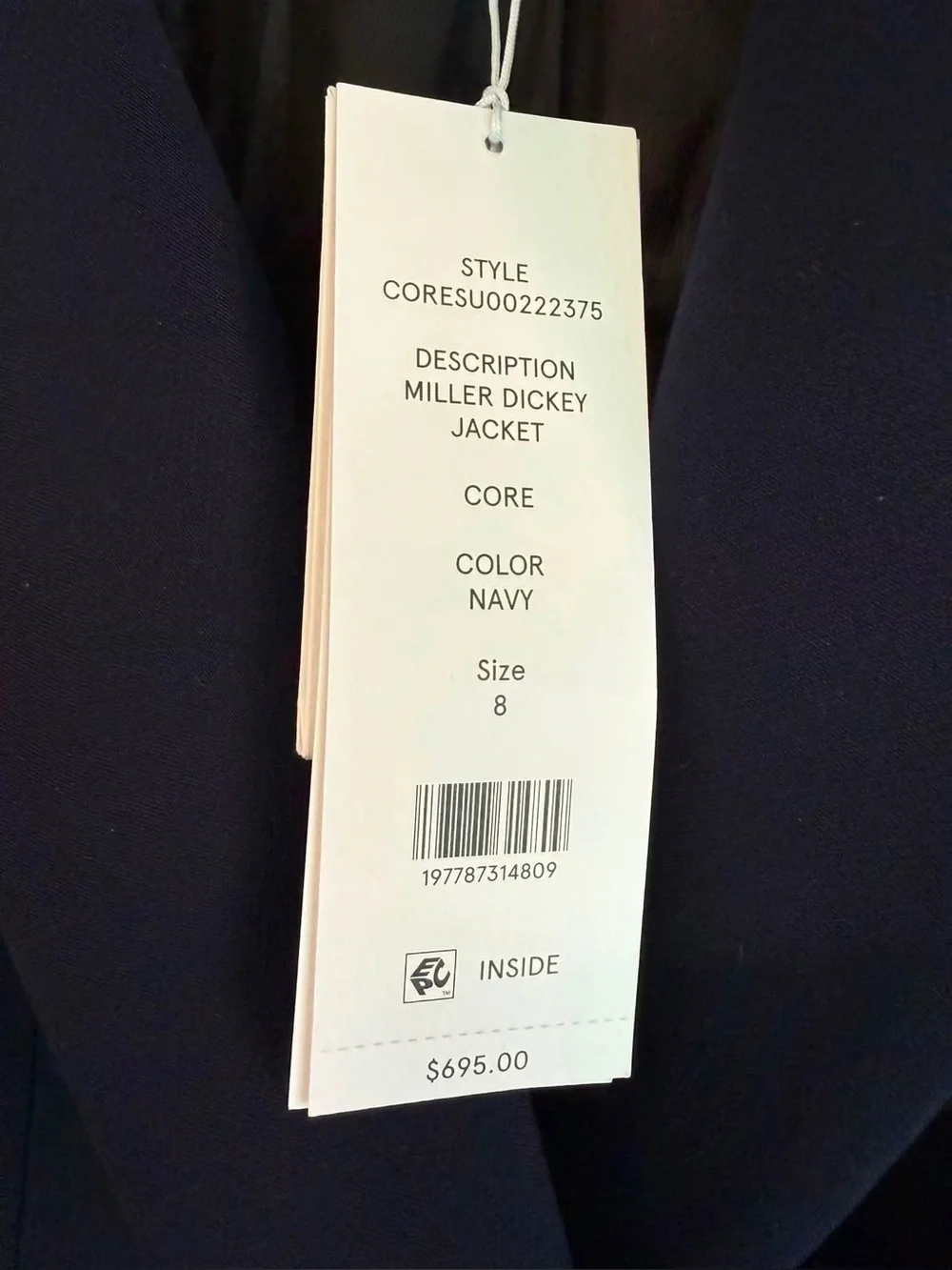 Veronica Beard NWT Miller Dickey Jacket Navy Double-Breasted Blazer Size 8
